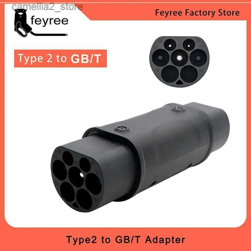 Аксессуары для электромобилей Feyree Type2 to GB/T адаптер 32A 7KW 1Phase IEC 62196-2 Преобразователь зарядного устройства 22KW 3Phase для автомобильной зарядной розетки Q231114