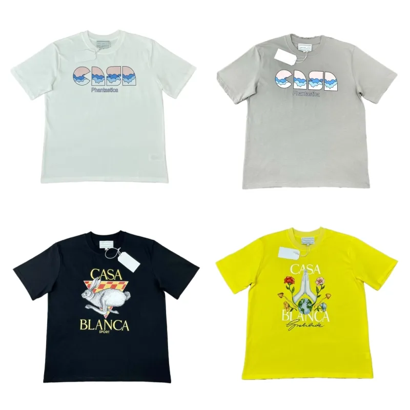 Tshirts Shirts for Men TehirtsレディースデザイナーTshirt Summer Casaul Short Sleeve Casablanc Sh​​irt Graphic Tee Couples Colithe Tee Mens Polo Bing Tshirt Size S-XL