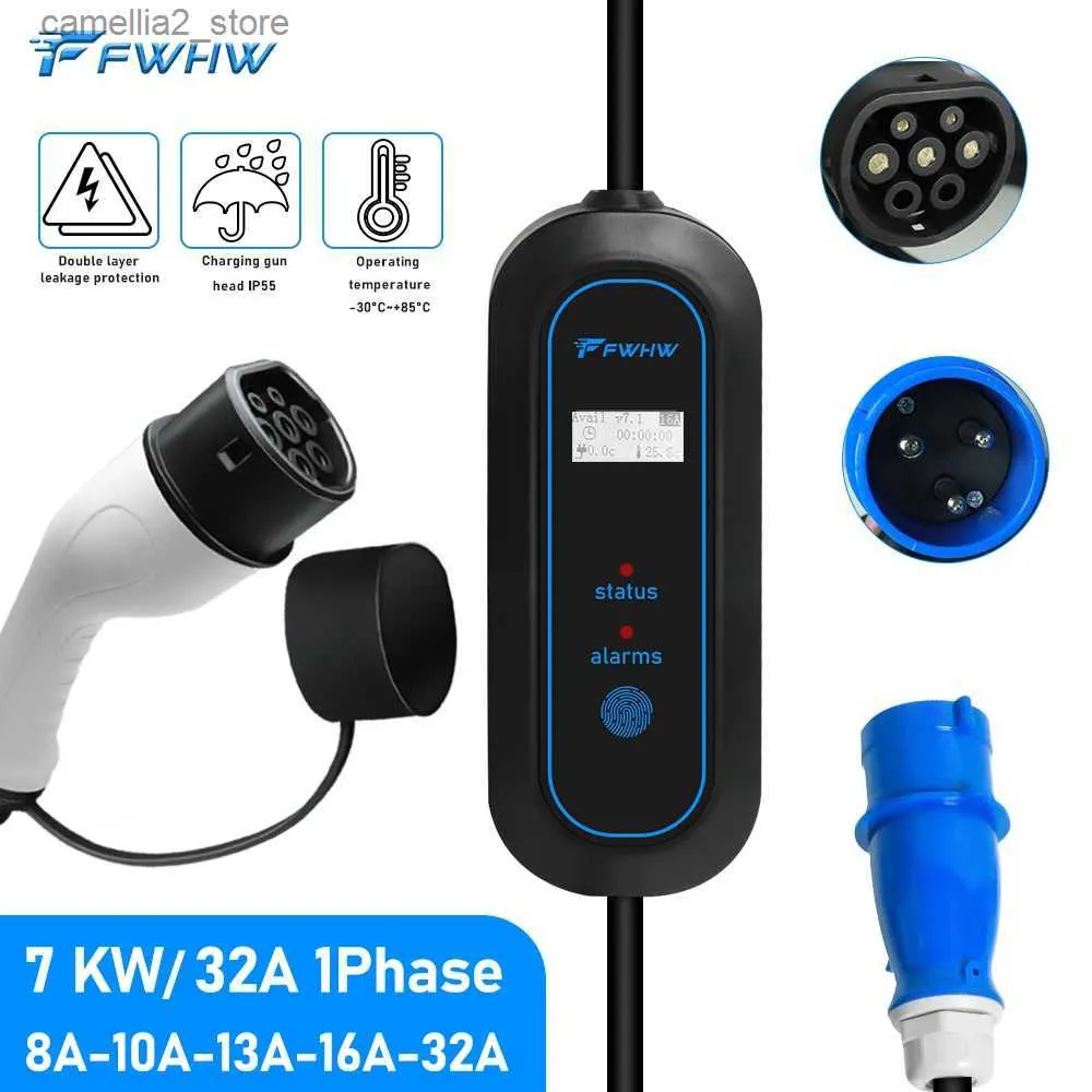 Accessoires pour véhicules électriques FWHW EV Chargeur portable Type2 Connecteur EV mobile IEC62196-2 Chargeur de véhicule électrique 11KW 7KW 3,5KW Boîte de chargement EVSE Prise CEE Q231113