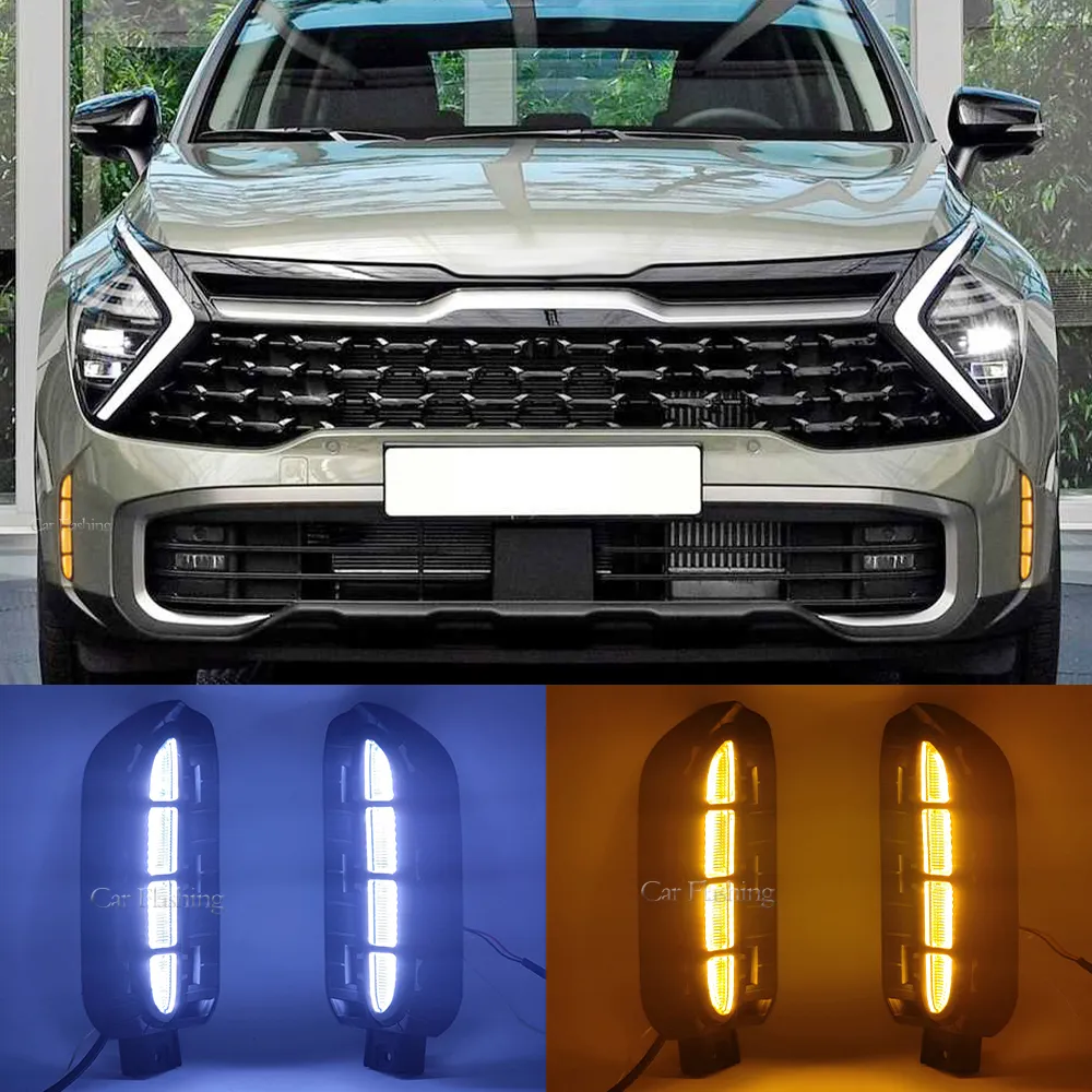 Car LED DRL Front Bumper Fog Lamp For Kia Sportage 2023 Daytime Running Light Fog light wiht Dynamic turn signal