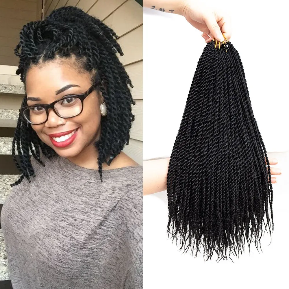 14 Pulgadas Twist Senegalés Trenzas De Cabello De Crochet Pequeño Ganchillo  De Crochet Cabello Senegalés Peinados Para Mujeres Negras De 6,54 €