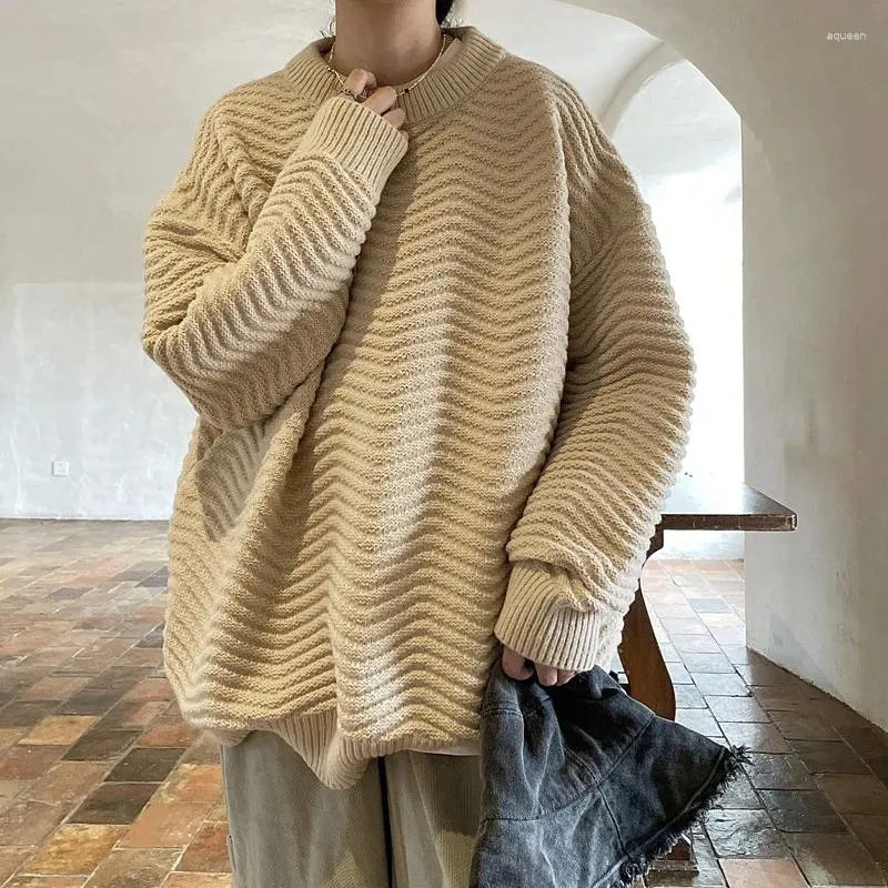 Suéteres para hombres Hombres Suéter Estilo coreano Cuello redondo Personalidad Guapo Invierno Otoño Prendas de punto sueltas