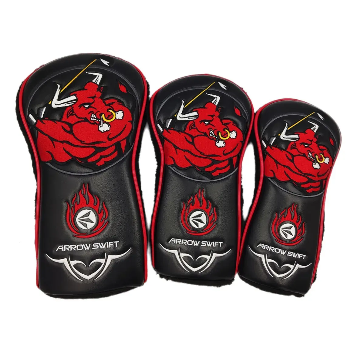 Other Golf Products Golf Wood Headcovers Power Bull's Strike High Quality PU Leather AS Designs Driver UT Club Covers 231113