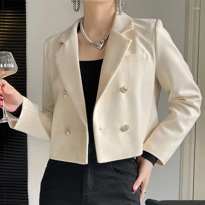 Damen Anzüge Mantel Frühling Damen Vintage Blazer Oberbekleidung Korean Fashion Crop Top Damen Langarm Chic und Elegant Arbeitsbüro Jacke