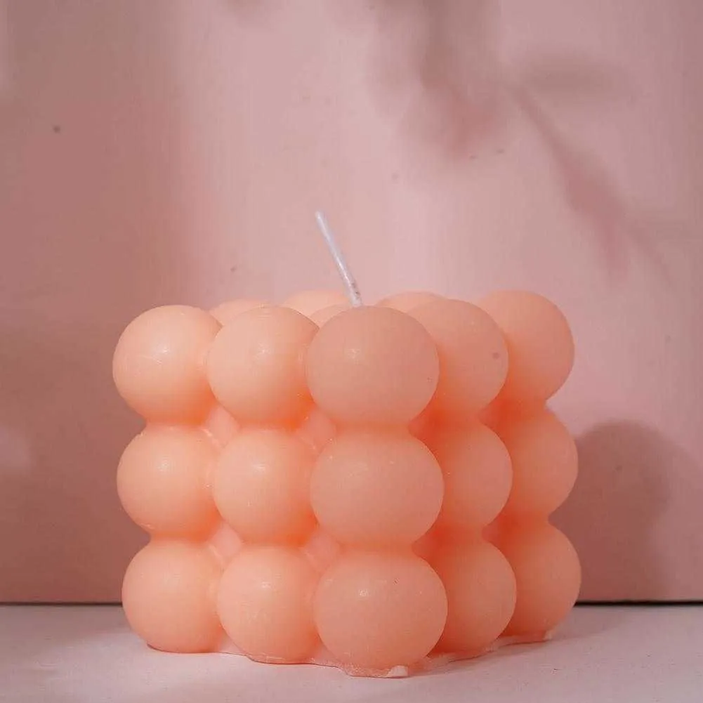 Bougie Parfumée Cube En Cire De Soja - Design Bulles Unique, Décoration Intérieure Et Cadeau élégant