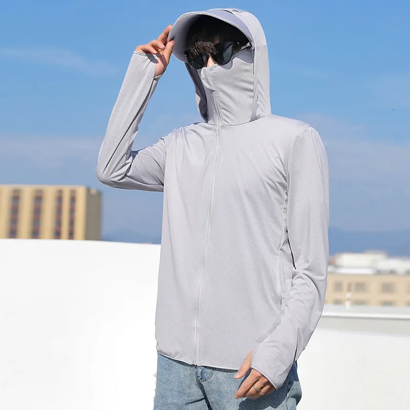 Outdoor Jackets Hoodies Summer UPF 50 UV Sun Protection Skin Coats Men Ultra-Light Sportswear Hooded Outwear Quick Dry Fishing T-shirts Sunscreen Tops 230412