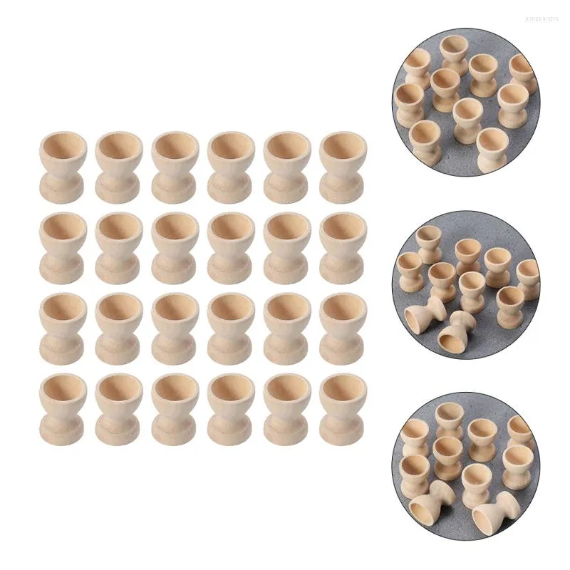 Set di stoviglie Portauova Tazza di legno Stand di Pasqua Espositore per tazze Espositore per bollito Vassoio in legno Supporti incompiuti Uova Mini Kit portavivande fai da te