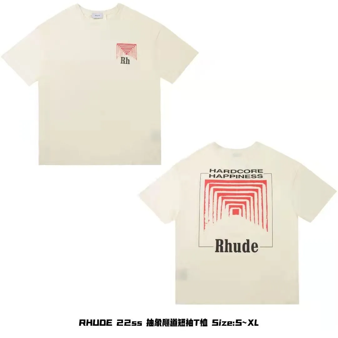 Rhude Marque Imprimé T-shirt Hommes Femmes Col Rond T-shirts Printemps Eté High Street Style Qualité Top T-shirts RHUDE Taille Asiatique S-XL Camiseta Casablanca A19