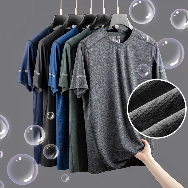 T-shirt da uomo di grandi dimensioni L-7xl 8xl 9xl Maglia traspirante estiva T-shirt basic da uomo ad asciugatura rapida Abbigliamento sportivo T-shirt in nylon Uomo Running Cool Tees 230413