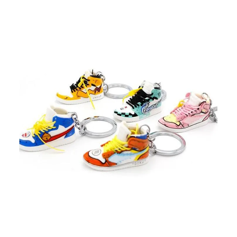 25 stilar designer skor nyckelringar tecknad stereoskopisk sneaker nyckelring pvc sko keyring modetillbehör droppleverans dh7u2