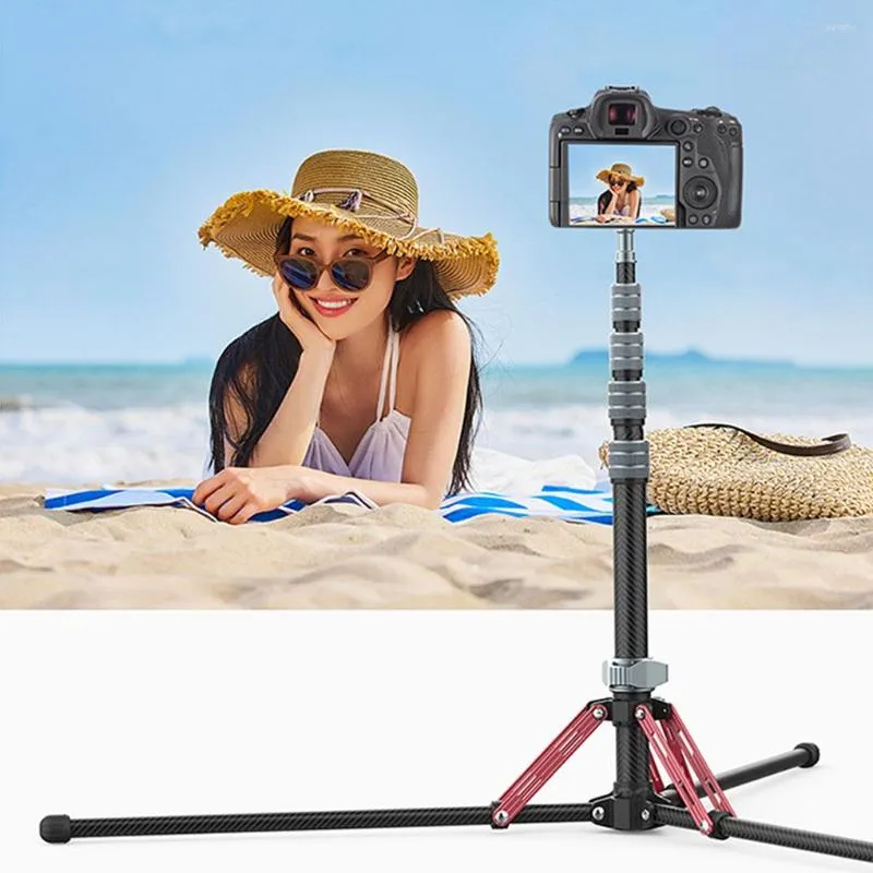 Tripods MT-49 Koolstofvezel Tripod Tripod High Hardheid Holder Practical Bracket Wear-resistente Extend Stand DSLR-videolichten