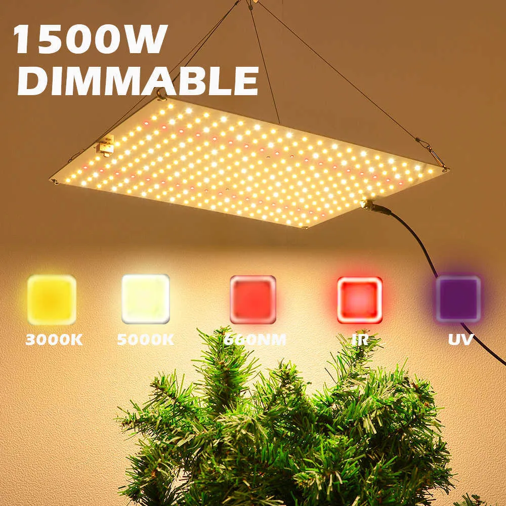 Grow Lights Dimmable светодиодный Light Light 1200 Вт 1500 Вт LM281B+ Diodes Полный спектр выращивает свет высокий PPFD для внутренних растений Hydroponic P230413