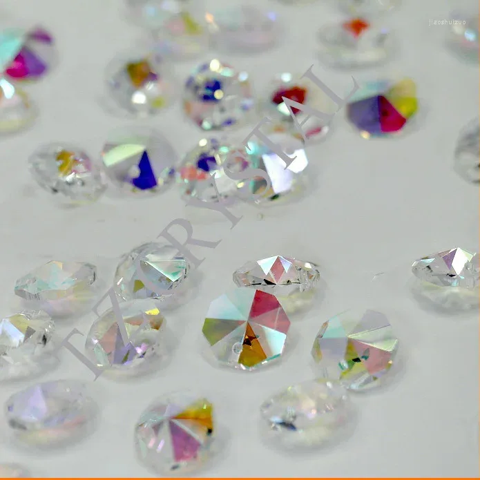 Party Decoration Gratis Fast 2000pcs/ Lot 14mm Clear AB Color Crystal Octagon Beads med 1 hål för Holiday DIY -dekorationer