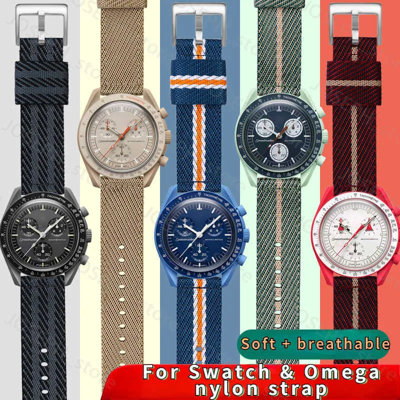 Inne modne akcesoria 8 kolor for for Swatch Watch Pasp Planet Series Nylon Watchband 20 mm Canvas Bray Bracelet Bransoletka Kobiety Szybkie wydanie J230413