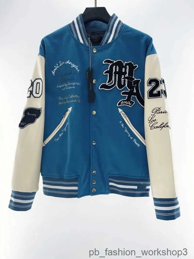 Heren Amires Jassen Katoen Designer Bomber Amires Windjack Varsity Baseball Letter Patchwork Leer Tianma Borduursel Street chic Unisex Jassen 19ZM