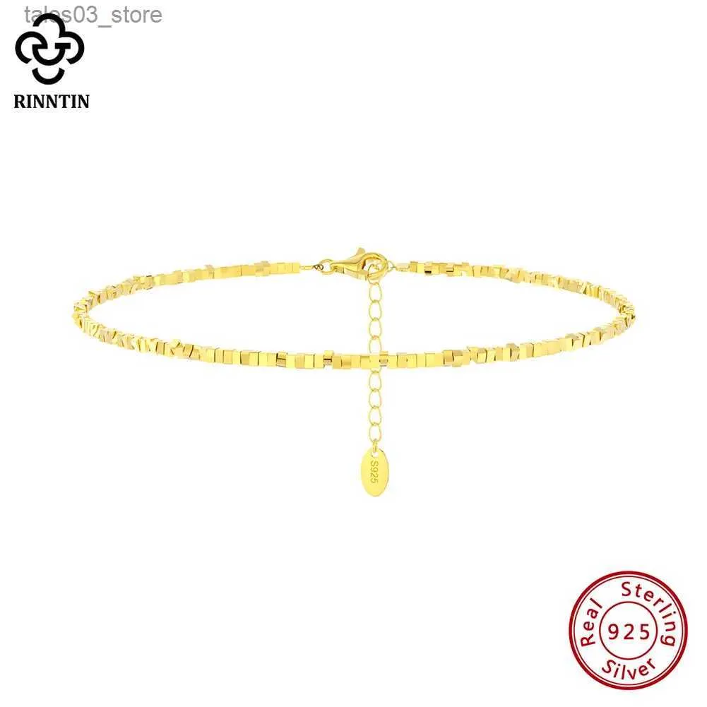 Rinntin 925 argent Sterling Unique pépite chaîne bracelets de cheville pour femmes 14K plaqué or pied Bracelet cheville sangles bijoux SA57 Q231113