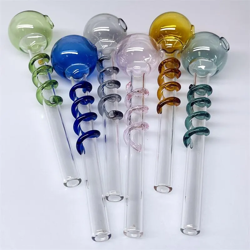 ACOOK 14 CM Queimador de Óleo de Vidro Tubo Grosso Pirex Fumar Mão Prego Queima Erva Seca Tabaco Água Artesanato Tubo Dab Rigs