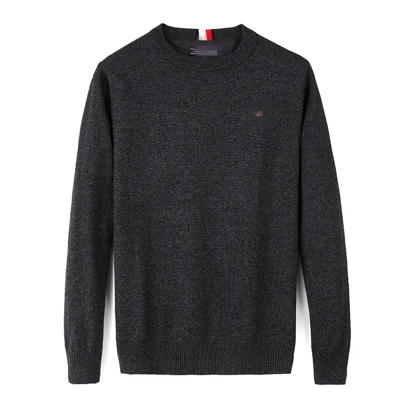 Модельерский пуловер-свитер мужской и женский брендовый темно-серый высококачественный теплый вязаный осенне-зимний вязаный топ с длинным рукавом теплое нижнее белье