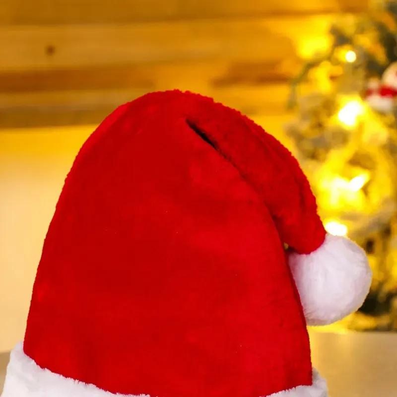 Red Christmas Hat Soft Plush Striped snowflak Hats Santa Claus Cosplay Cap Children Adults Xmas Party Decoration Caps TH0091