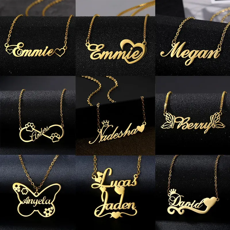 Anhänger Halsketten Personalisierte Mode Edelstahl Namen Halskette Personalisierter Buchstabe Gold Halsband Namensschild Geschenk 231113