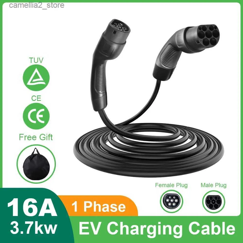 Electric Vehicle Accessories 16A 1 Fas EV Laddning Kabel Electric Car Charger Electric Vehicle Cord For Car Charger Station 3,7 kW Typ 2 till typ 2 Plug 5M Q231113