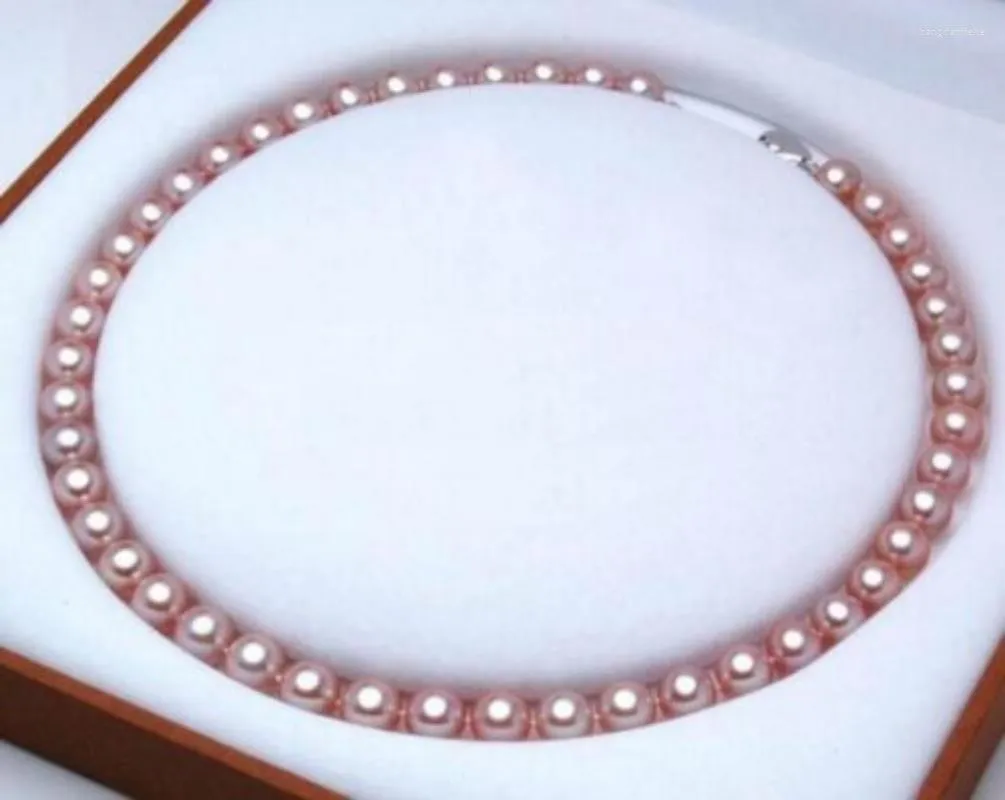 Kedjor 18inch9-10mm naturliga sydsjön rosa lavendel runda pärlhalsband