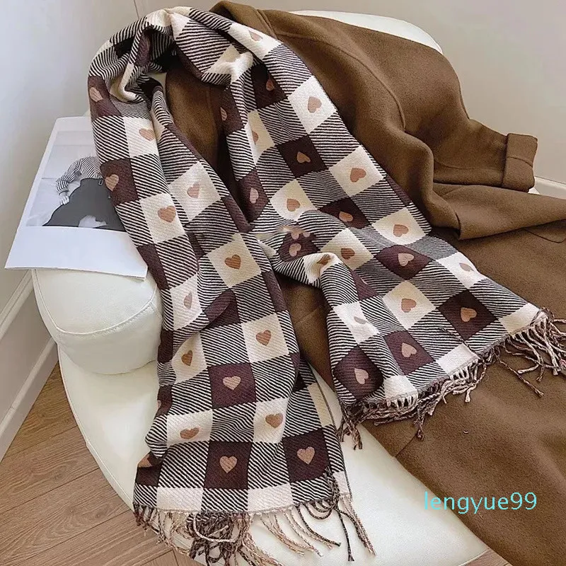 Luxury Scarf Cashmere tjockt sjal Kvinnor Lång vinter wram pashmina wraps hijab med tofs kärleksstorlek 200x70 cm