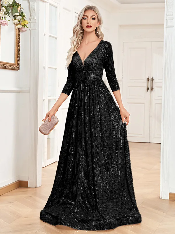 black glitter bridesmaid dress BABARONI Acetate Satin Dark Navy Dresses Off-the-shoulder Sweep Train Cap Sleeve with Slit A-line, Dark Navy / US0 stopping sequin maxi dress from Coast Evening Gown Long Black Sequin