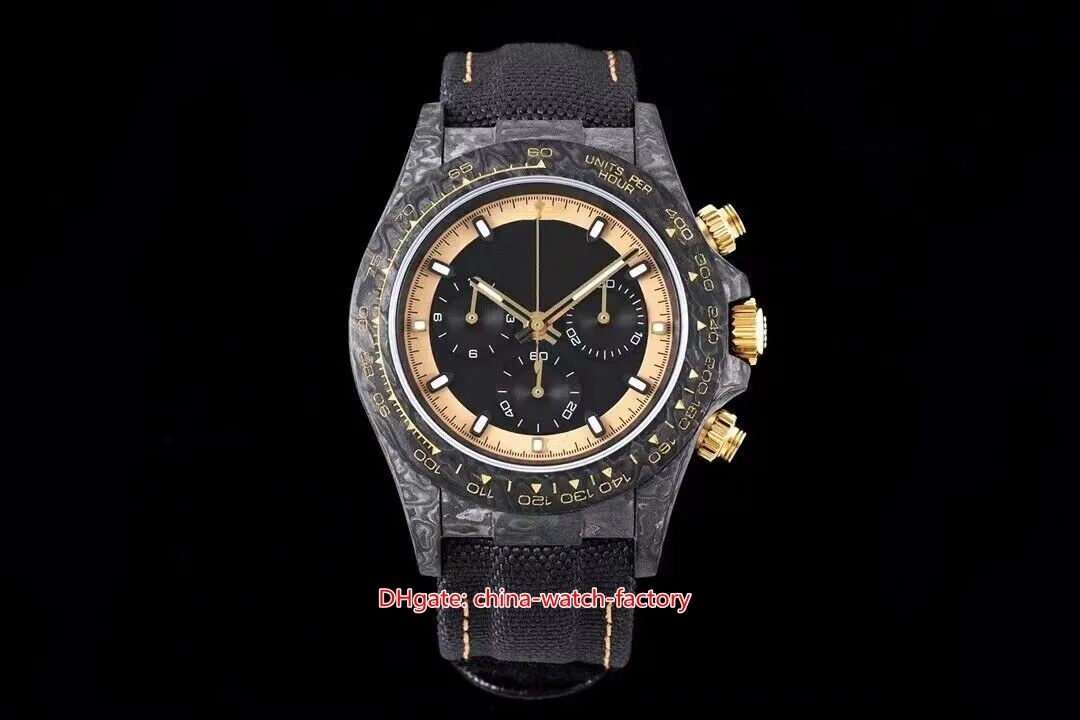 DIW Factory Mens Watch Best Version Chronograph 40mm Cosmograph DiW Carbon Fiber Bezel Watches Sapphire CAL 4130 Movement Mechanical Automatic Mens Wristwatche