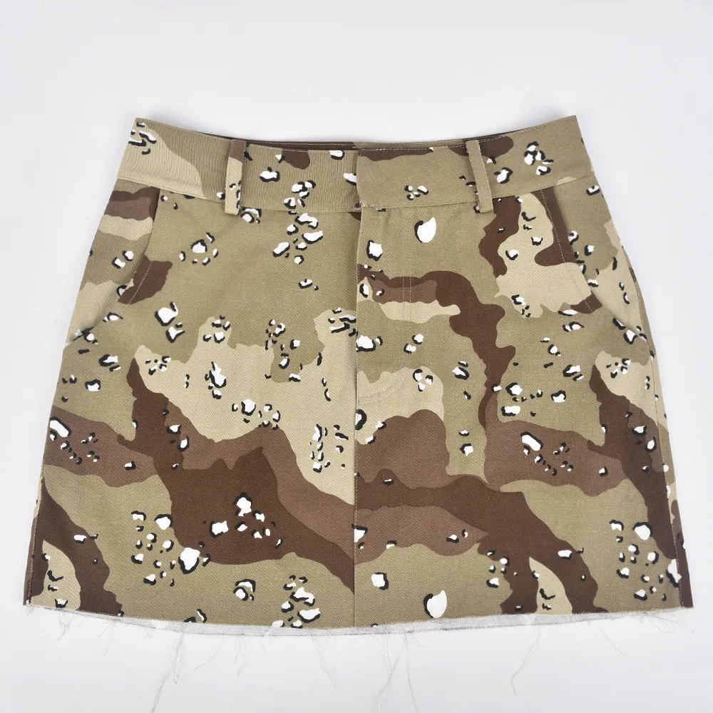 Camuflagem alta Mini saias designer Bodycon Vestido de verão Mulheres com zíper A-line Salia High Streetwear Moman e mulheres itens de atacado 9701