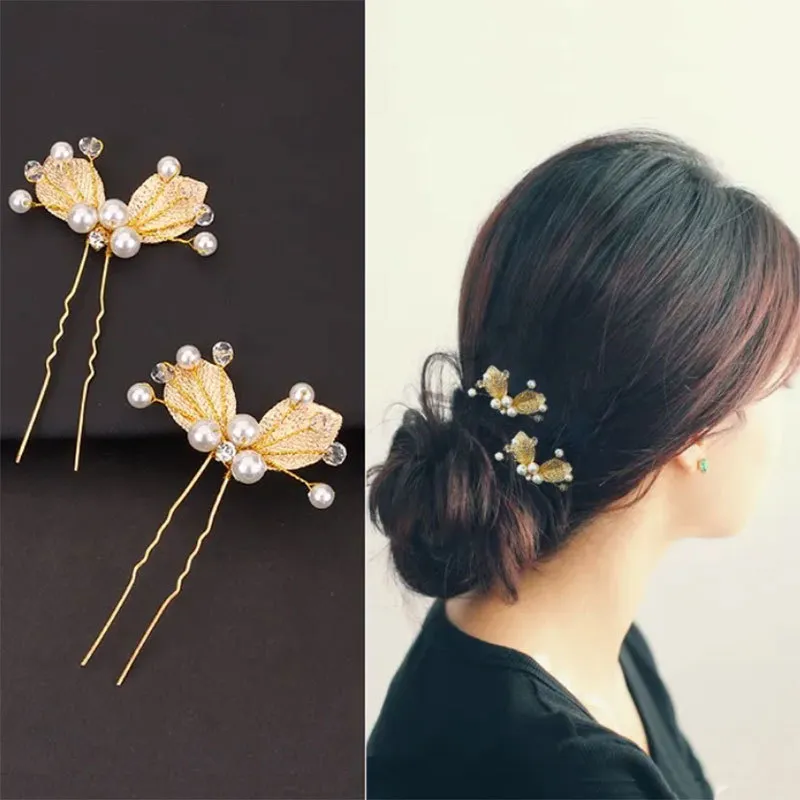 Accessori matrimoni Golden Bridal Pearl Hairpins Flower Crystal Rhinestone Pins Clips Clips da damigella Gioielli Clippin