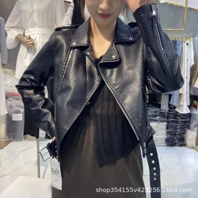Jaquetas femininas de couro para mulheres preto marrom outono casaco curto coreano slim fit motocicleta terno jaqueta