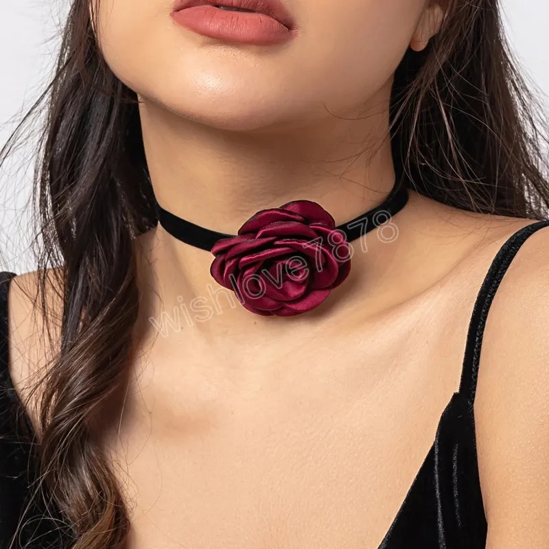 Rose Blume Schlüsselbein Kette Halskette für Frauen Sexy verstellbar Seil Choker Mi Schmuck Geschenk Y2K Zubehör