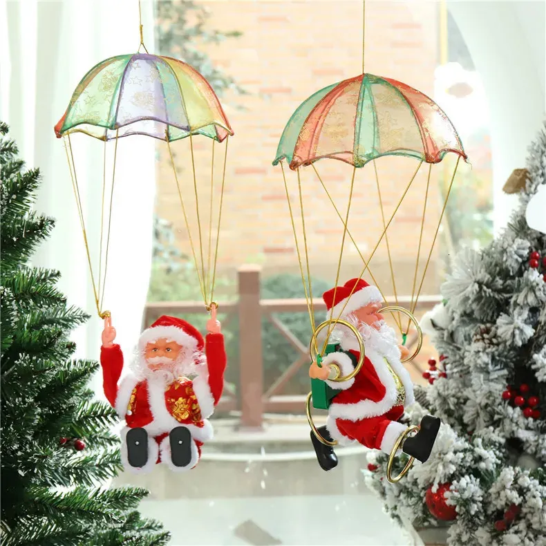 Rattles Mobiles ZK30 2023 Funny Dancing Parachute Santa Claus Doll Toy kommer att sjunga Electric Kawaii Childrens Education Christmas 231113