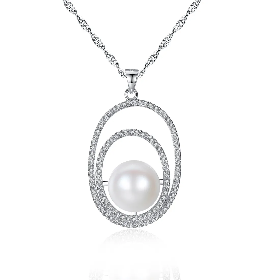 Collier pendentif perle bijoux mode européenne femmes Micro ensemble Zircon anneau rond S925 collier en argent collier chaîne pour les femmes fête de mariage cadeau de la saint-valentin SPC