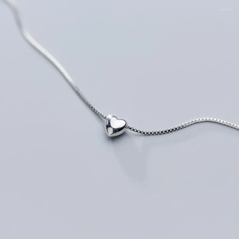 Hängen MloveAcc Tiny Smooth Heart Pendant Halsband 925 Sterling Silver Box Chain Halsband för kvinnliga smycken