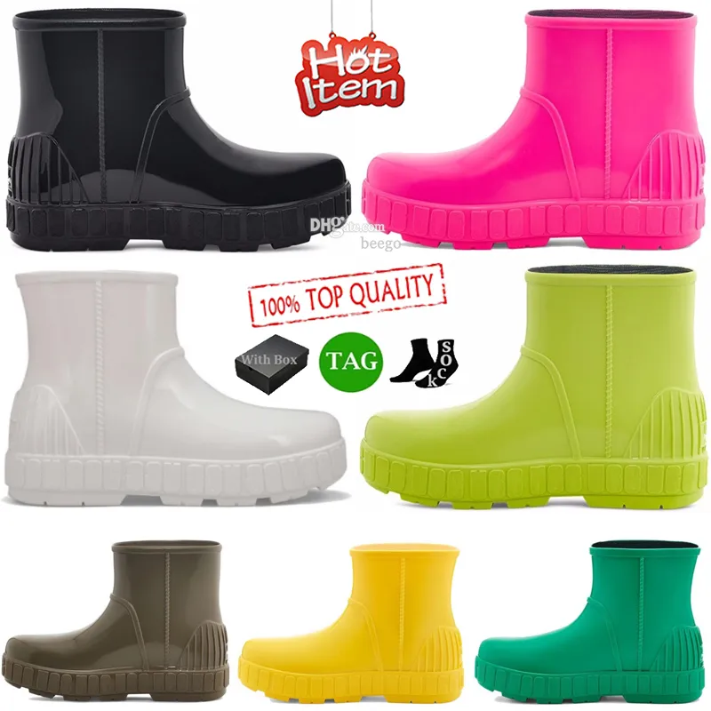 Tasarımcı Drizlita Rain Boot Lastik Kış Su Geçirmez Yağmur Botları Platform Ayak Bileği Jöle Öngenleri Avustralya Snow Ski Boot Ayakkabıları Yağmarları