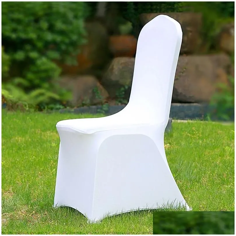 椅子は50/100pcsエルホワイトチェアーオフィスライクラスパンデックスウェディングパーティーダイニングクリスマスドロップデリバリーホームガーデンテキストOT5GD