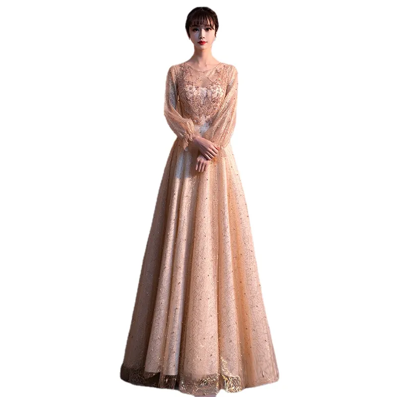 Robe de soiree zarif kristal özelleştirilmiş gece elbiseler uzun kollu vestido de festa parti balo elbisesi resmi elbise