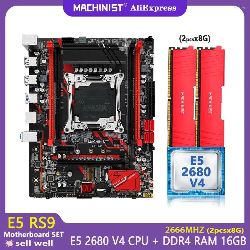 Motherboards MACHINIST RS9 PROJETA-MÍTIL LGA 2011-3 X99 Set Kit Xeon E5 2680 V4 PROCESSOR CPU 2PCS 8GB DDR4 RAM MEMÓRIA DE MEMÓRIA DO SSD NVME M.2