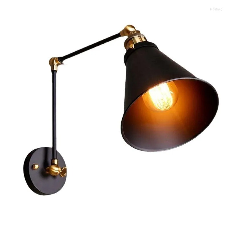 Lampada da parete Retro braccio lungo luce industriale loft ferro flessibile sconce per soggiorno comodino casa regolare l'illuminazione interna