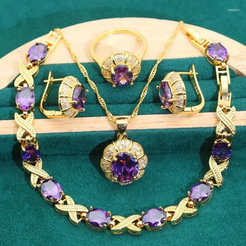 Colar brincos conjunto ouro-cor zircônia cúbica para casamento feminino dubai luxuoso pulseira anel acessórios de noiva