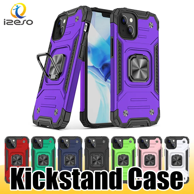 Rugged Armor Case for iPhone 14 13 Pro Max 12 Mini 11 XS XR Samsung S23 Ultra A32 A14 Kickstand Cellphone Cover izeso
