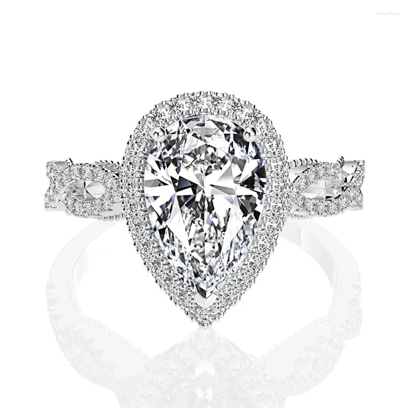 Pierścienie klastra 2023 S925 Srebrny pierścień Radiant Eternal Wedding 7 Biżuteria Women Hurtowa