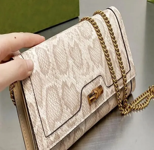Luxury Designer Women Evening Bags Italy Classic Bamboo Closure Shoulder Bag Python Snakeskin