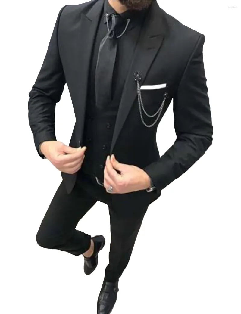 Costumes pour hommes trois pièces costume double boutonnage boutons gilet pour smokings de fête de mariage