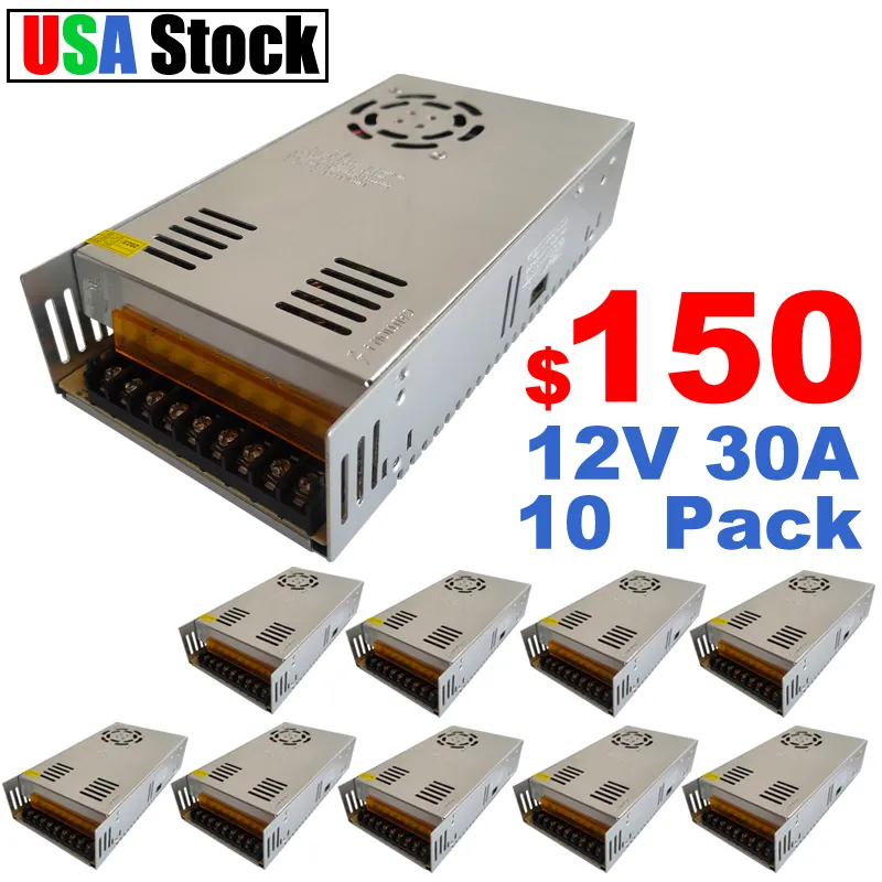 12V 30A DC Universal Reguled Switching Power Supply Lighting Transformers 360W för CCTV Radio Computer Project Oemled