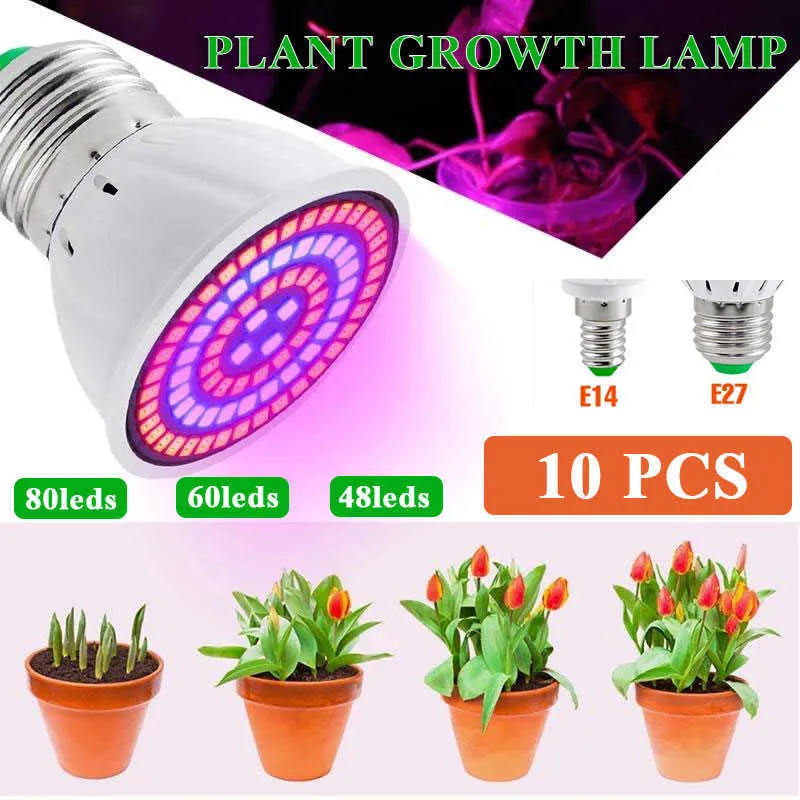 Grow Lights LED Full Spectrum Plant Grow Bulb E27 E14 Setzling LED Grow Light Phyto Light Hydroponic 220V UV Lamp Flower Setzling Fitolamp P230413