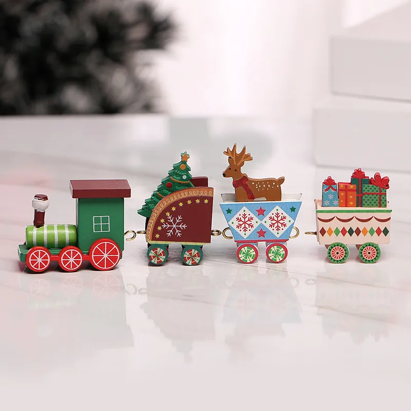 Dekoracje świąteczne świąteczne drewniane cztery wagony trenuj okno na prezent na Boże Narodzenie Dzieci