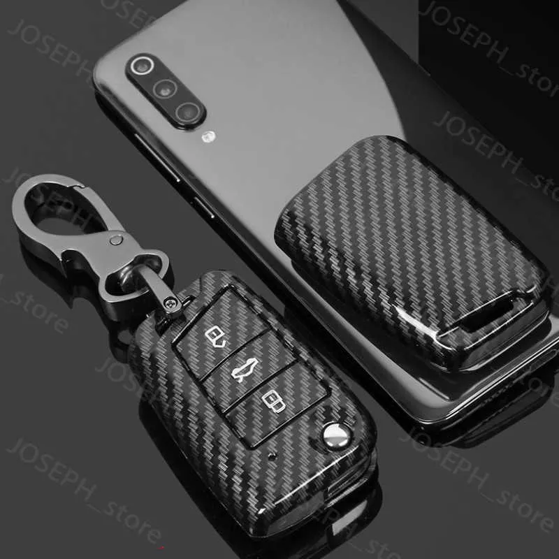 Key Rings Carbon Abs Car Key Case voor VW Volkswagen Polo Golf 4 5 6 7 T5 Passat B6 B5 Skoda Octavia A5 A7 Seat Leon Ibiza Ateca Keychain J230413